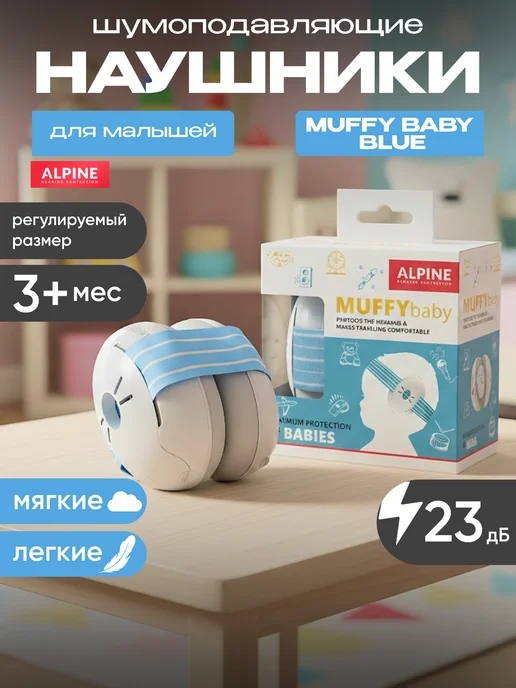 Alpine Hearing Protection Наушники противошумные детские Muffy Baby, голубой