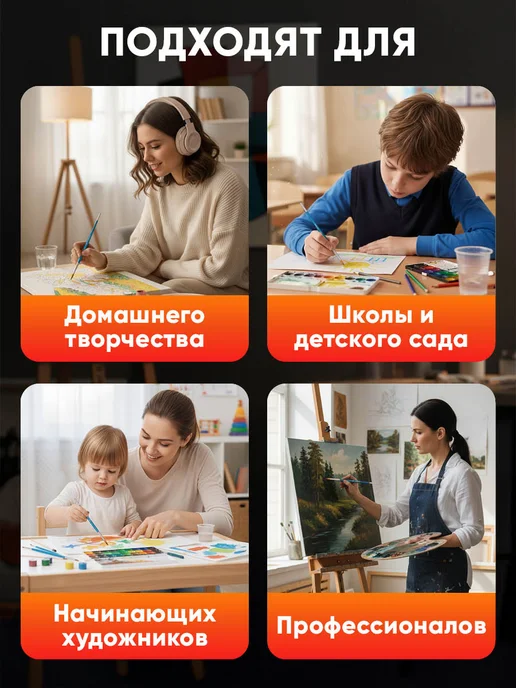 Гамма Кисти для рисования синтетика 10 штук, 5, фото 7