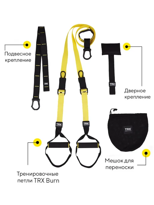 TRX Петли тренировочные Burn System для фитнеса и дома, черный, фото 3