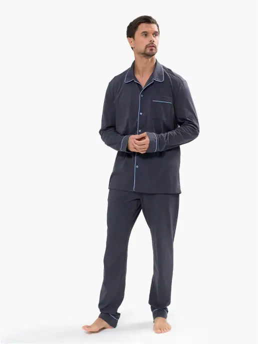 I homewear Пижама с брюками со штанами классическая мужская, серый, фото 6