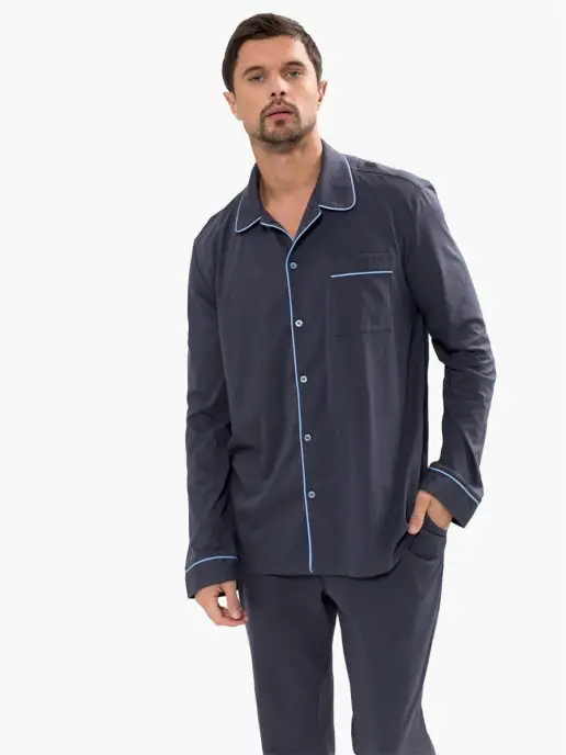 I homewear Пижама с брюками со штанами классическая мужская, серый, фото 7