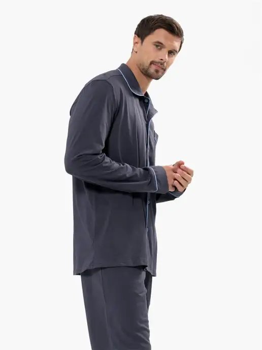 I homewear Пижама с брюками со штанами классическая мужская, серый, фото 8