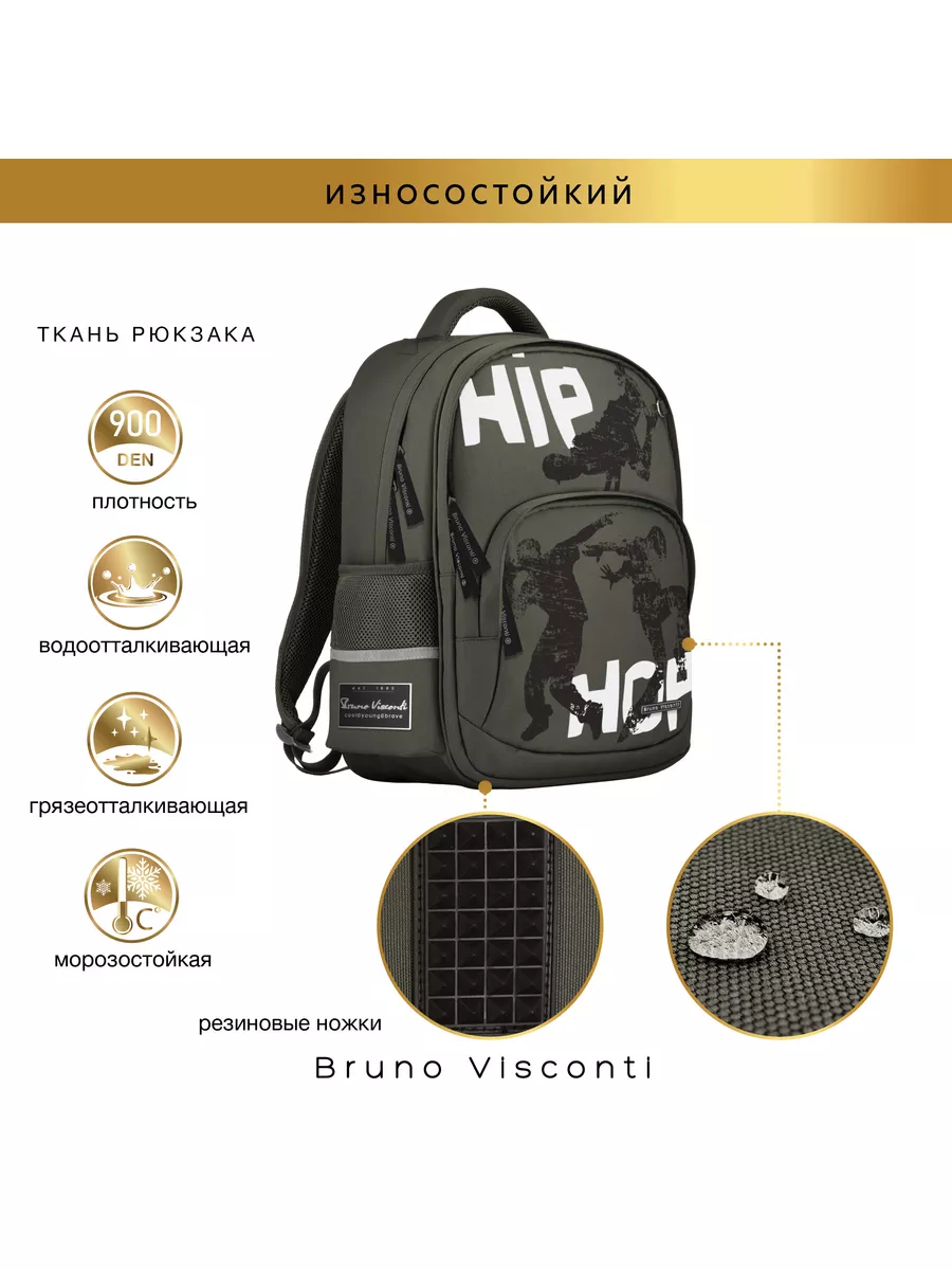 Рюкзак классический с эргономичной спинкой Bruno Visconti 9505650 купить за  4 623 ₽ в интернет-магазине Wildberries