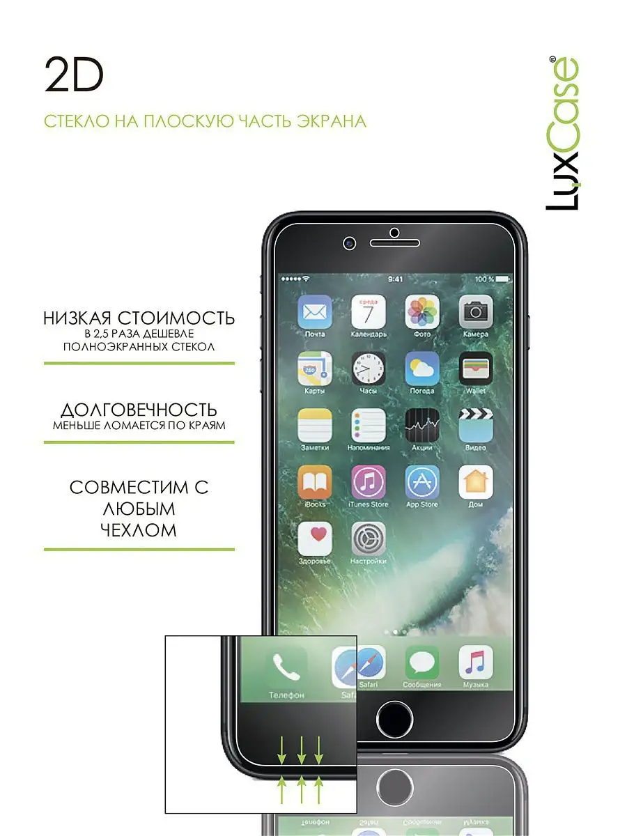 Защитное 2D стекло на iPhone X, XS, 11 PRO Без рамки LuxCase 9519041 купить  за 180 ₽ в интернет-магазине Wildberries