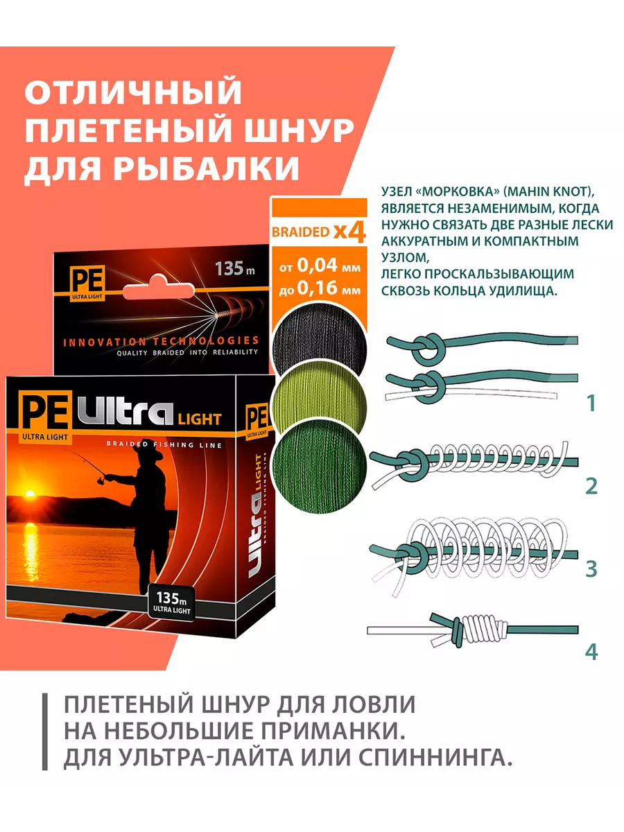 Плетеный шнур для рыбалки PE ULTRA LIGHT Olive 135m 0.04mm AQUA 9521504  купить в интернет-магазине Wildberries