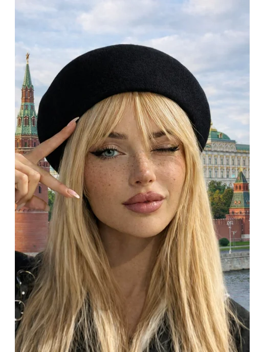 Bardo Берет из шерсти классический осень - зима, черный