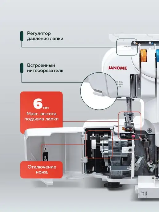 janome Оверлок HomeDecor 1300D, белый, фото 4