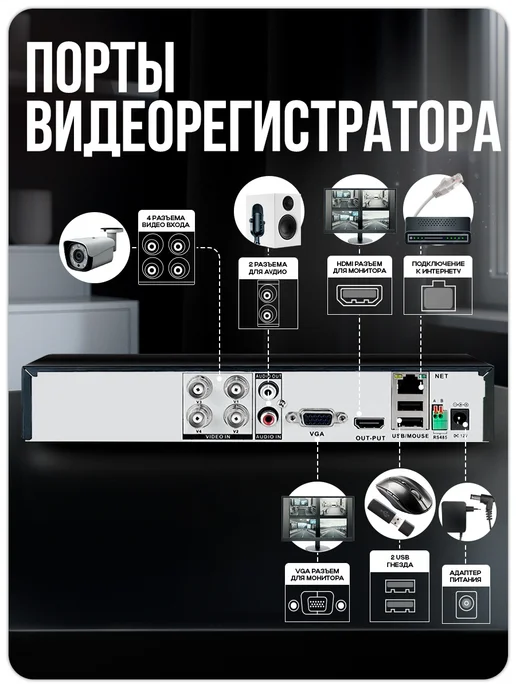 Ps-Link Комплект видеонаблюдения уличный AHD 2MP C204HD, черный, фото 5
