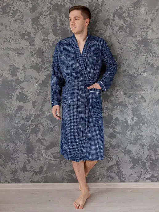 Lika Dress Халат домашний без капюшона, синий, фото 2