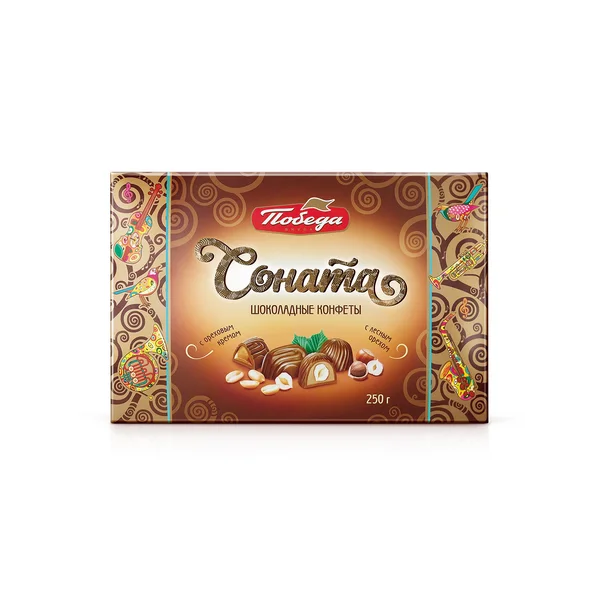 Конфеты шоколадные "Соната" с цельным фундуком, 250 г.
