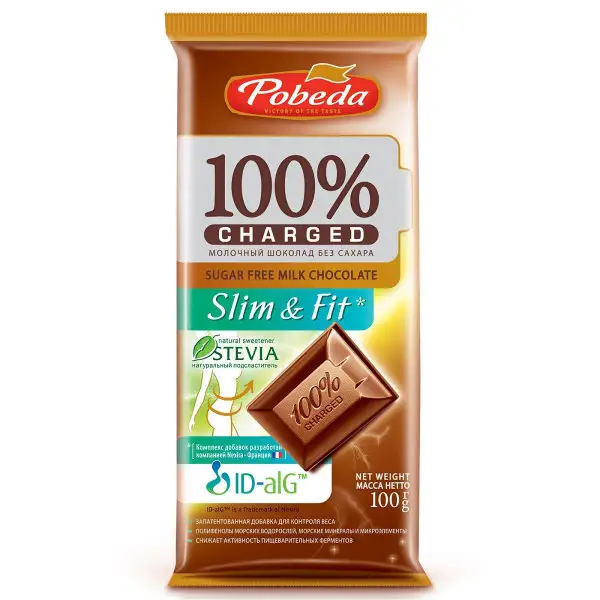 Шоколад молочный без сахара "Чаржед" "Слим энд фит", 100 г