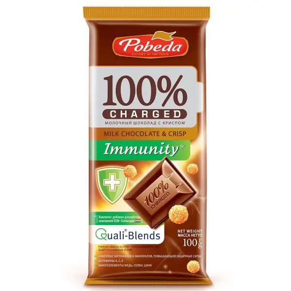 Шоколад молочный с криспом "Чаржед" "Иммунити", 100 г.