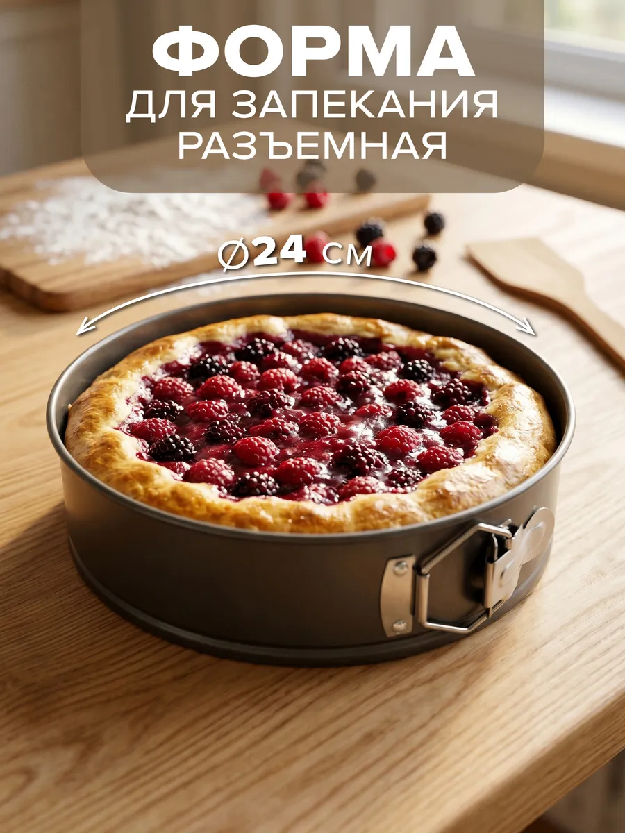 Круглая разъемная форма для выпечки и запекания 24 см