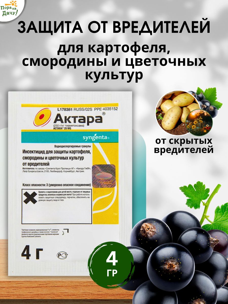 Защита от вредителей тли на розах смородине цветах Актара 4г Syngenta  9614853 купить за 313 ₽ в интернет-магазине Wildberries