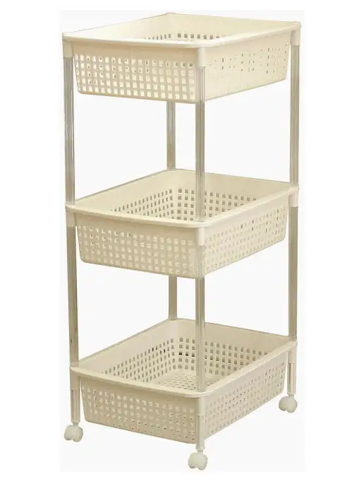 Heiwa Этажерка на колесиках с 3 корзинками 35,5х46,5х88,5 см, 35.5x46.5x88.5 см, фото 5