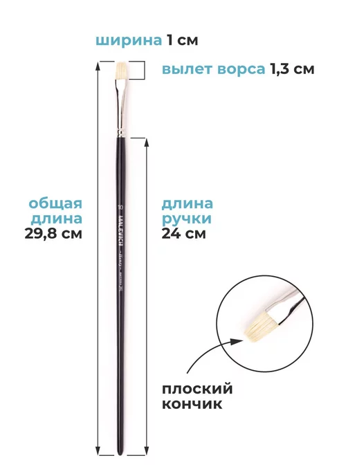 Малевичъ Кисть для рисования набор 5шт, кисть художественная щетина, 3 шт, фото 2