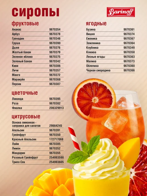 Barinoff Сироп Голубой Кюрасао для коктейлей и лимонадов 1л. стекло, 1 л, фото 7