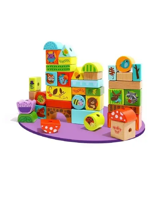 Tooky Toy Шнуровка-кубики "Лес", голубой, фото 3