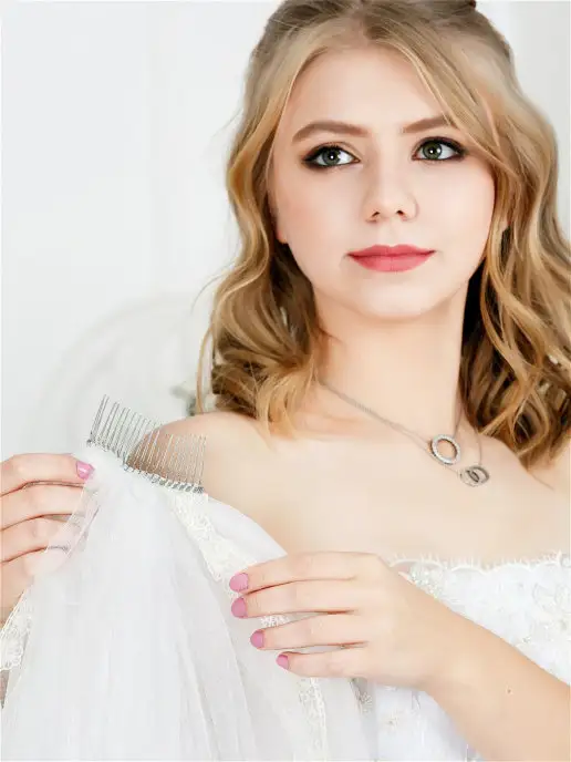Tuliya Wedding Фата свадебная длинная на гребне, белый, фото 6