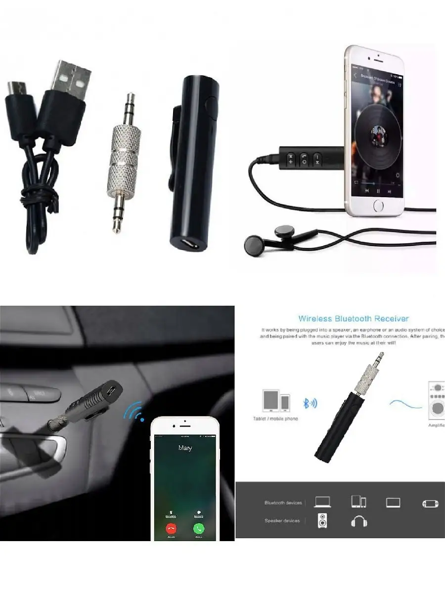 Беспроводной автомобильный приемник Car AUX Bluetooth audio hands-free /  Bluetooth адаптер Jack 3.5 Гарнитуры 9718835 купить за 166 ₽ в  интернет-магазине Wildberries