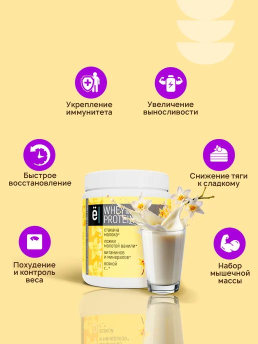 Ёбатон Протеин сывороточный Whey Protein 100%, ваниль, 450 г, 450 г, фото 2