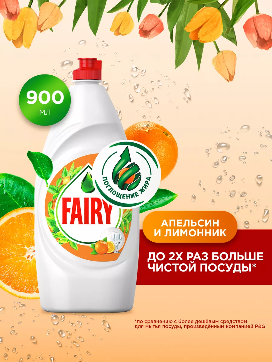 Средство для мытья посуды Апельсин и Лимонник 900 мл Fairy 9763399 купить  за 309 ₽ в интернет-магазине Wildberries