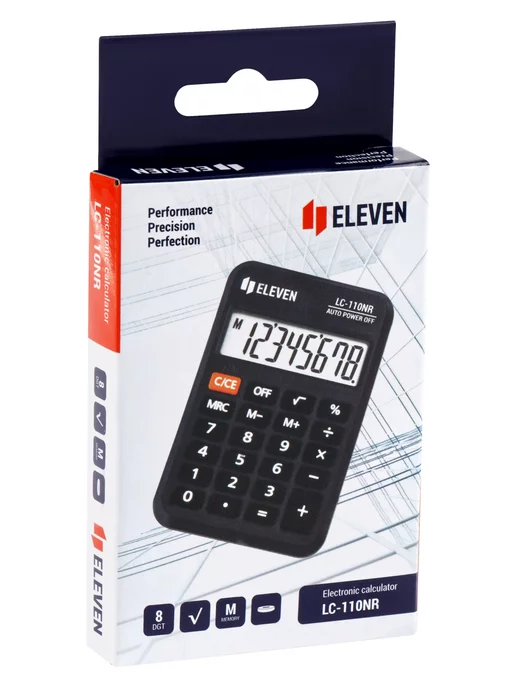 ELEVEN Калькулятор карманный LC-110NR, 58*88*11мм, черный, 58x88x11 мм, фото 7