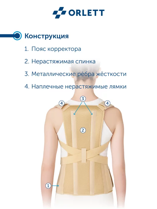 ORLETT Ортопедические корсет для осанки TLSO-250(A), бежевый, фото 7