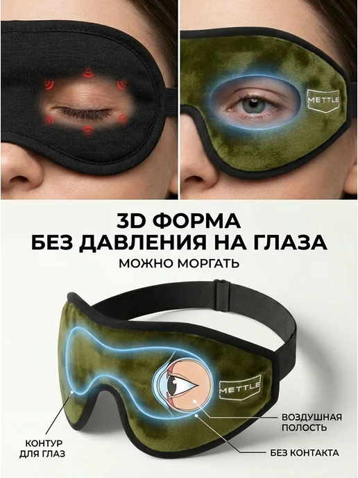 Mettle Маска для сна в дороге и дома, черный, 1 шт, фото 2