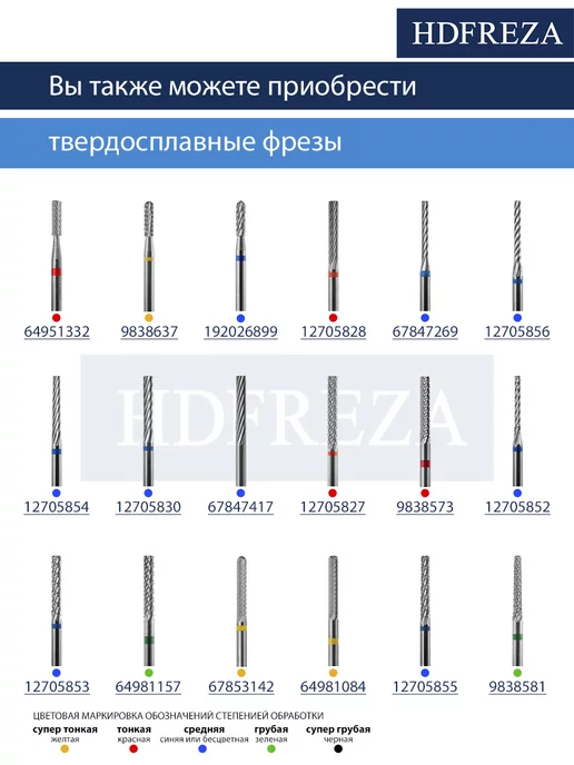 HDFREZA Фреза твердосплавная для снятия маникюра цилиндр, вариант, фото 7