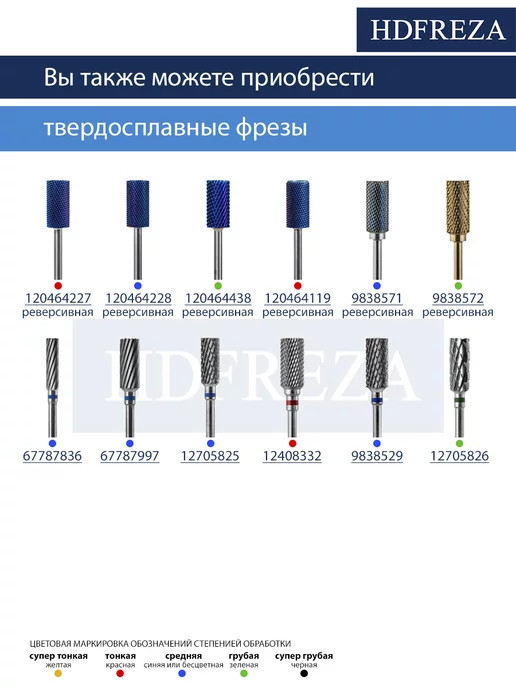 HDFREZA Фреза твердосплавная для снятия маникюра цилиндр, вариант, фото 8