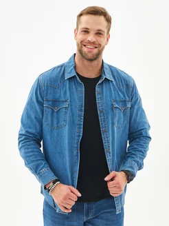 Рубашка джинсовая на кнопках Koutons 9843912 купить в интернет