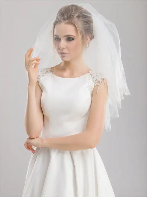 Дом Свадьбы Фата свадебная короткая, бежевый, фото 3
