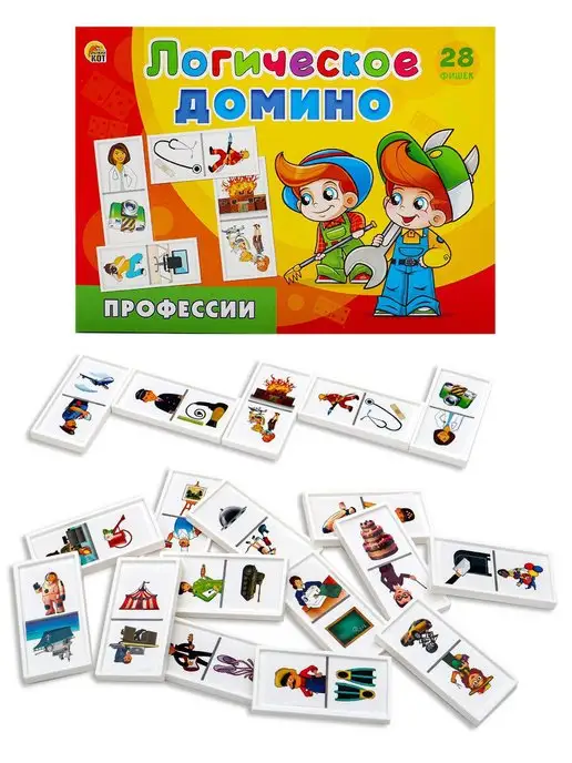 Рыжий кот. Логическое домино игра развивающая Профессии, зеленый, фото 2