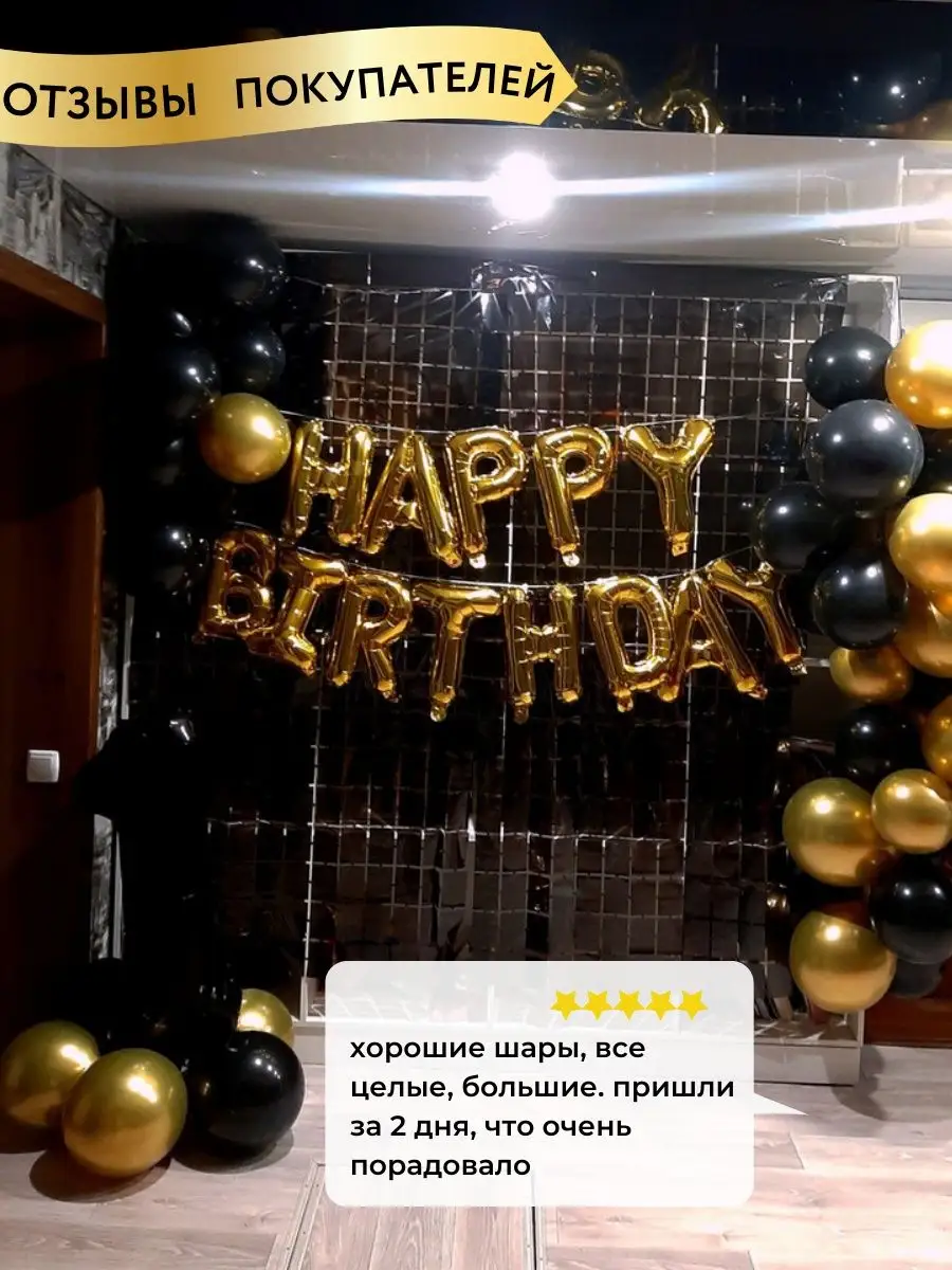 Воздушные шары гирлянда HAPPY BIRTHDAY фотозона Мосшар 9871643 купить за  294 ₽ в интернет-магазине Wildberries