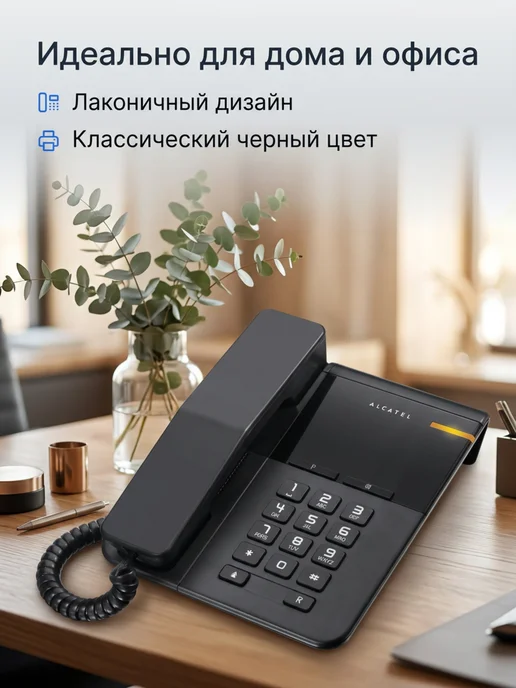 Alcatel Телефон проводной T22 black, черный, фото 2