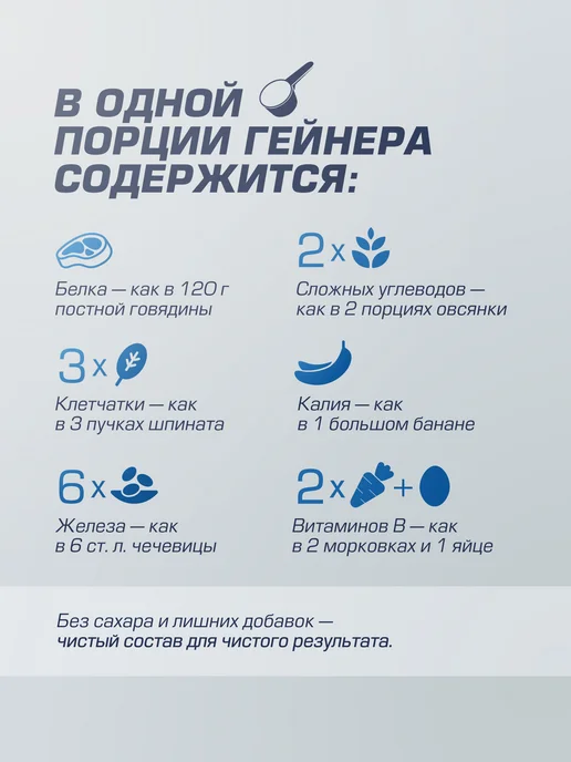 SIBERIAN NUTROGUNZ Гейнер для набора массы и веса, ваниль, 2 кг, 2 кг, фото 7