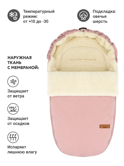 Markus Конверт меховой в коляску, модель Egg, розовый, фото 2