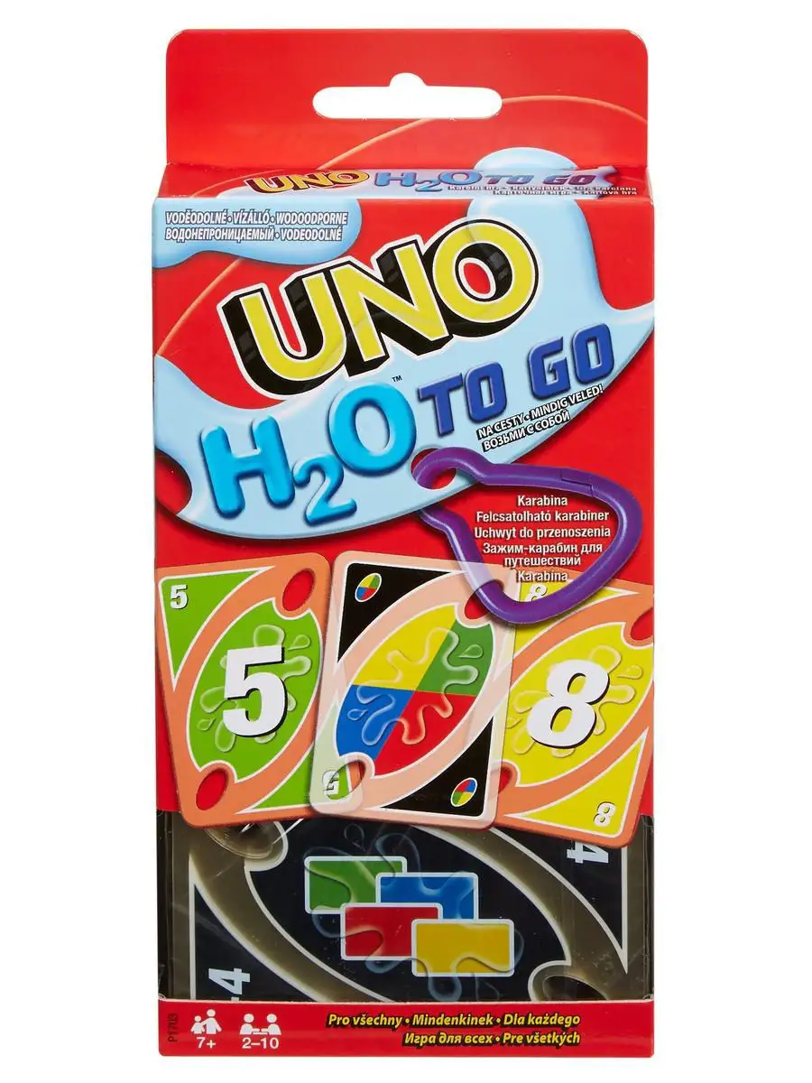 Игра настольная карточная Mattel Games Uno H2O (108 пластиковых карт с  карабином) MATTEL GAMES 9933787 купить в интернет-магазине Wildberries